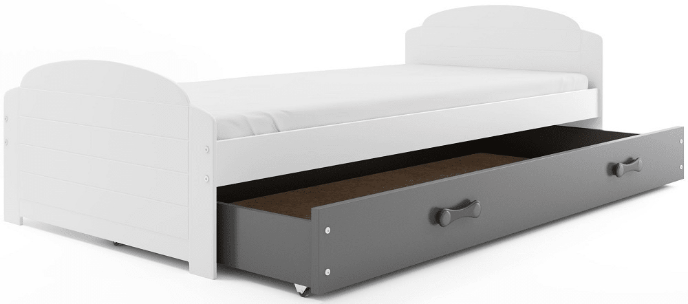 eoshop Detská posteľ LILI 90x200 cm, biela/grafitová (Voľba matraca: Penový matrac)